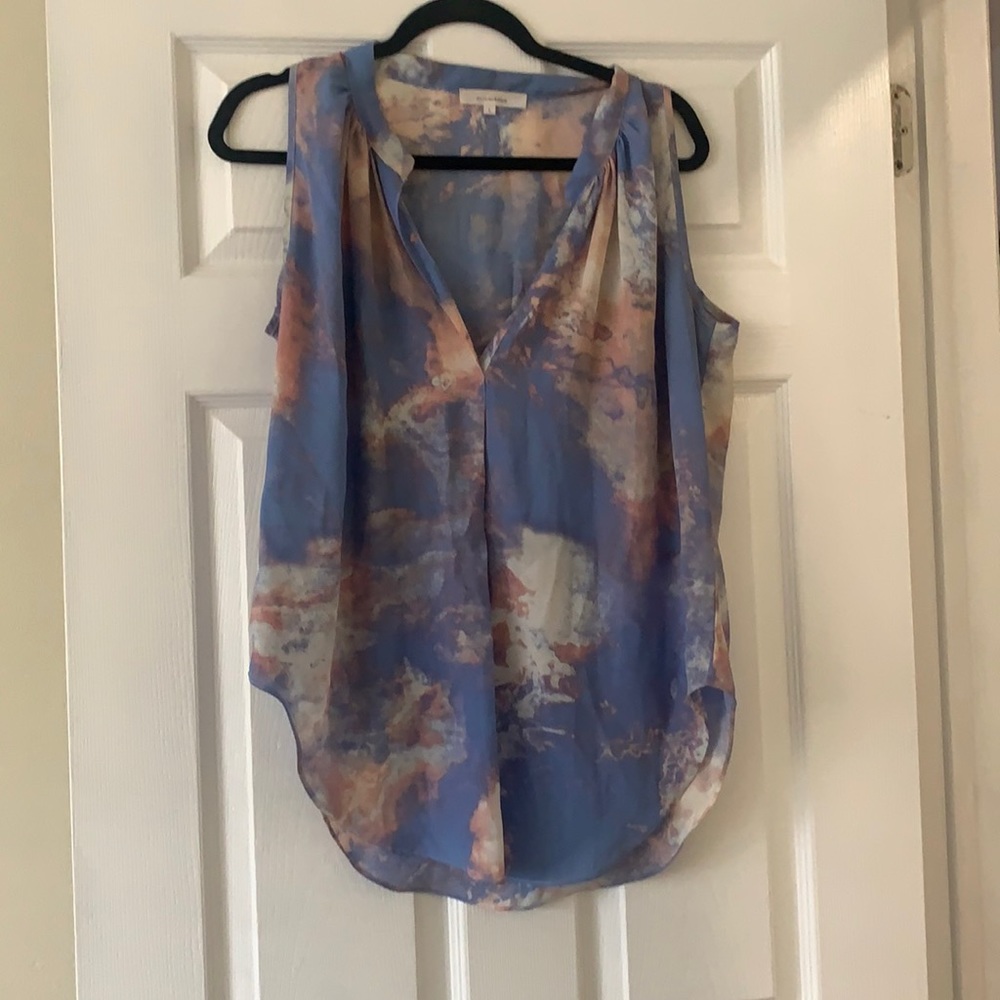 Tie dye low cut v neck blouse